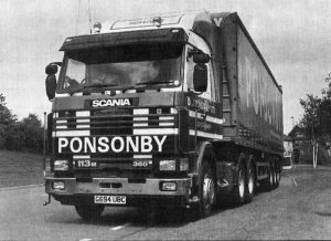 D.J. Ponsonby Ltd Scania R.360 Truck Driven by Mick Bailey in 1989