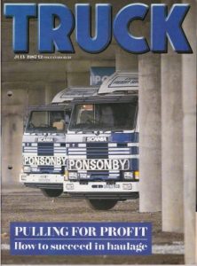 D.J. Ponsonby Ltd on Front Cover of Truck Magazine in July 1987