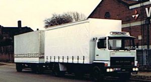 Denis Ponsonby Bedford KM 2600 Drawwbar Truck and Trailer in Amington Rd, Yardley, Birmingham in 1981